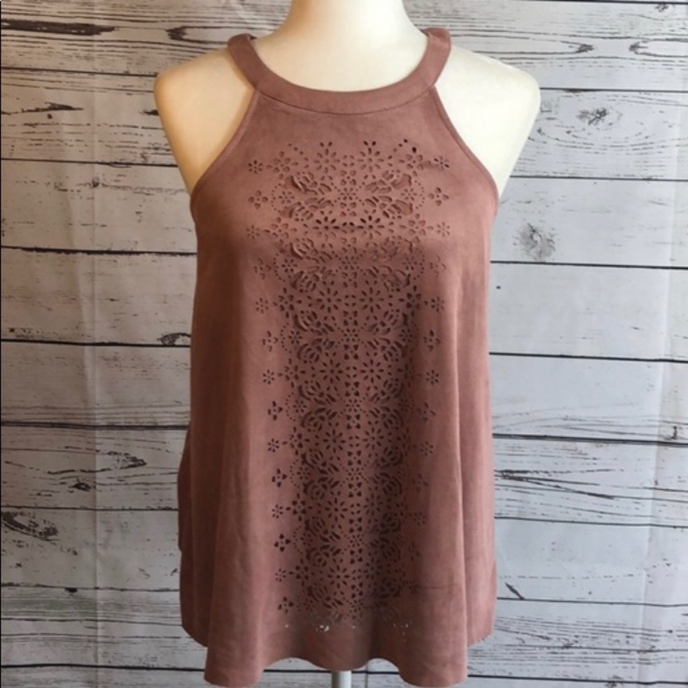 Maurices blush pink laser-cut halter top